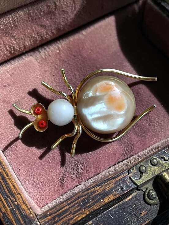 Antique Jewelry - Antique Victorian Blister Pearl Bug Brooch